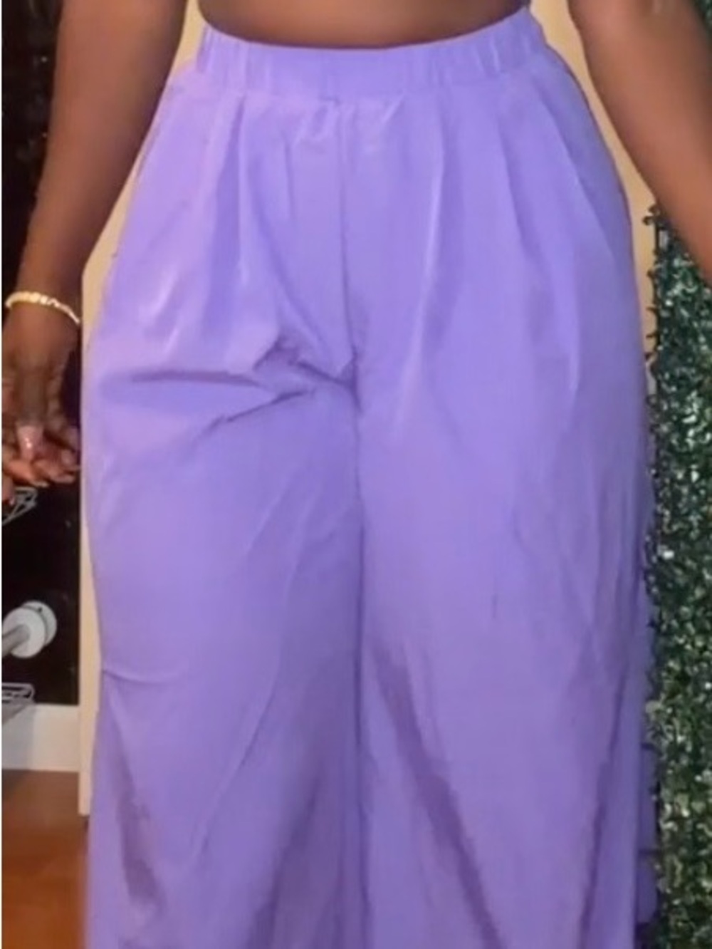 Lavender Wide Leg Elastic Waist Pants